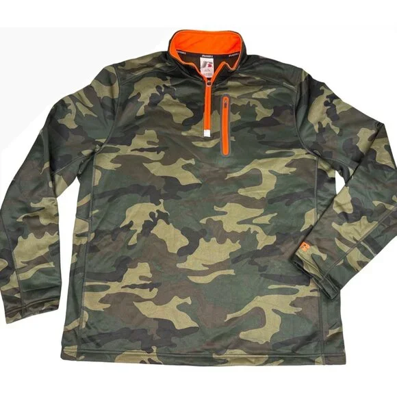 Russell Athletic Camo Quarter Zip Performance Pullover Mens L Outdoor Activewear - Picture 1 of 9